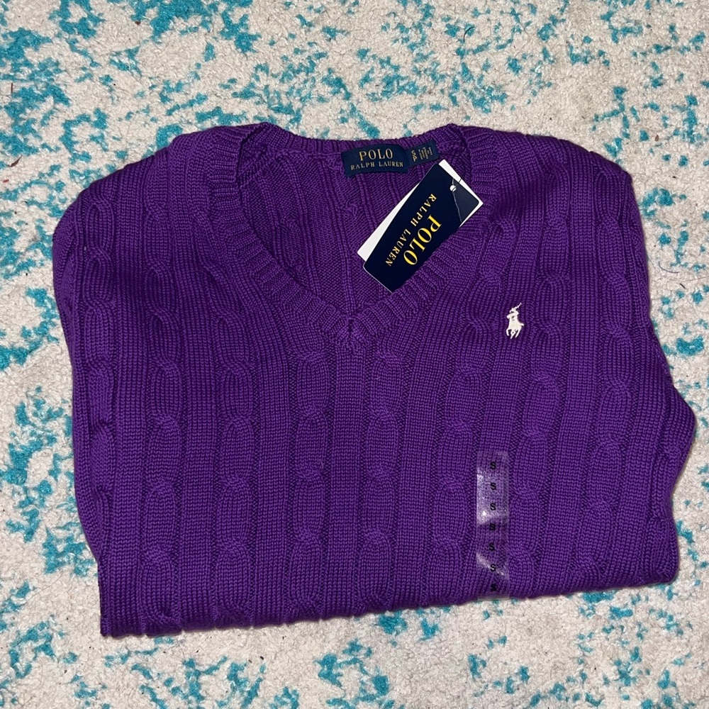 Purple Polo Ralph Lauren V-Neck Sweater